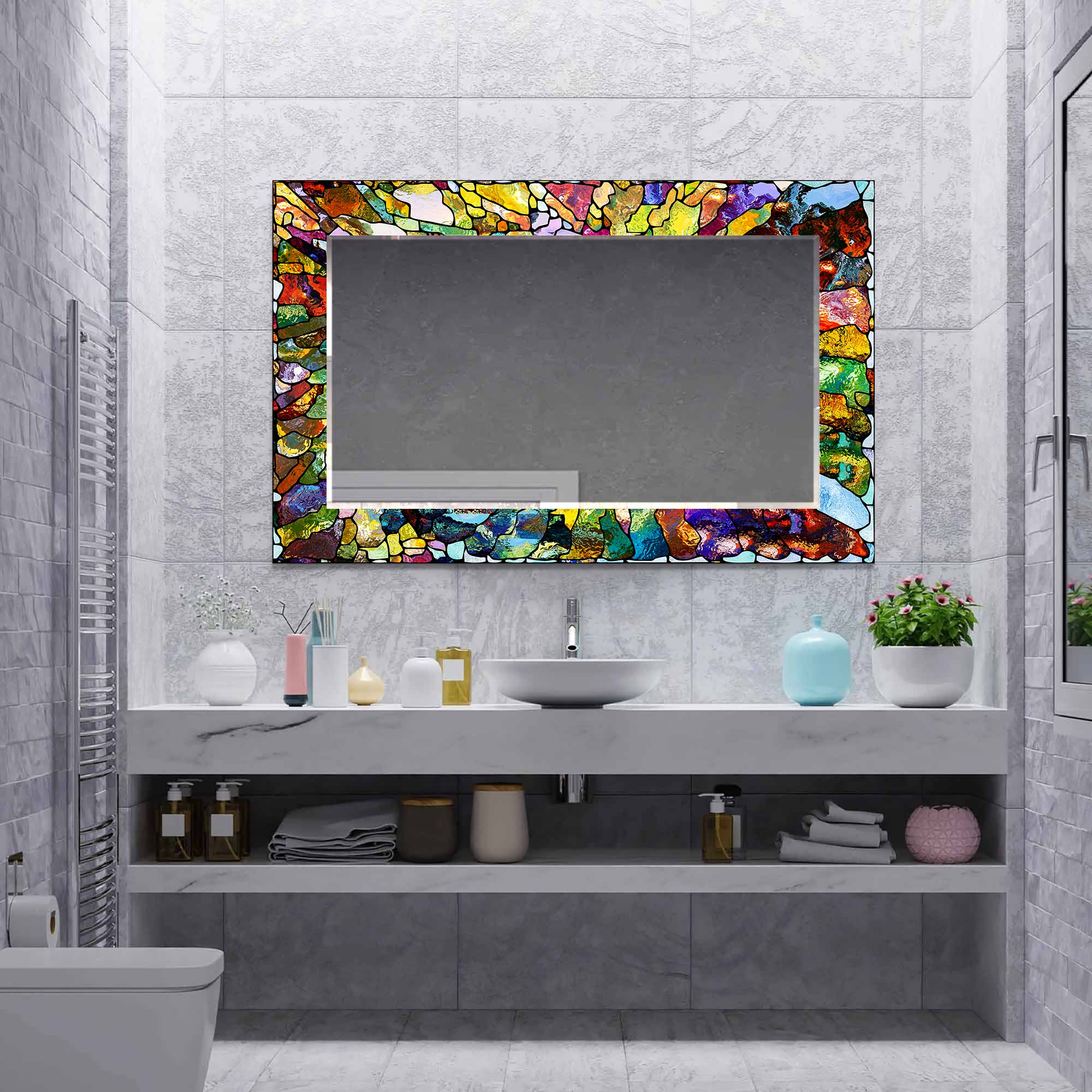 Colourful Stained Effect Tempered Glass Mirror