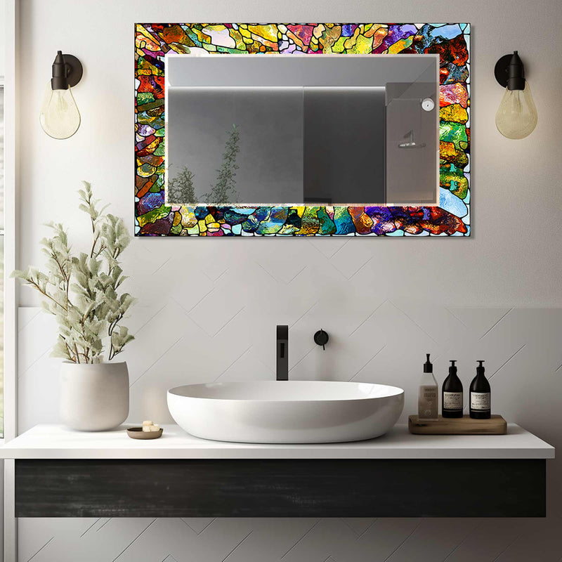 Artronauts Glass Print Colourful Stained Effect Tempered Glass Mirror