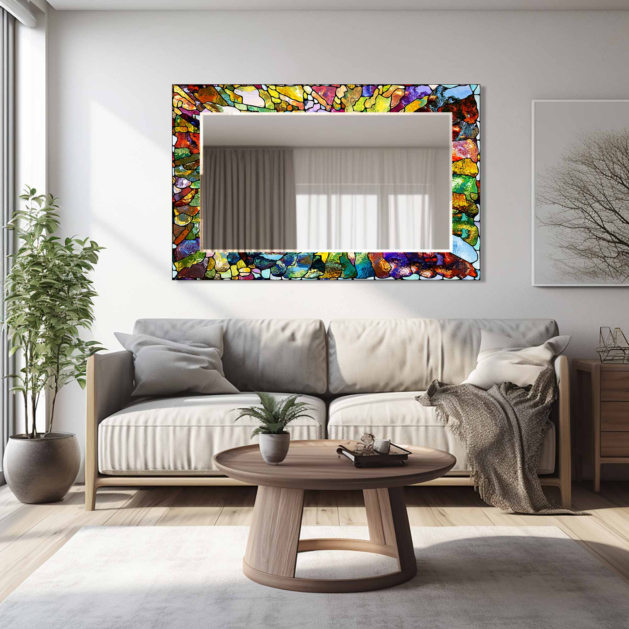 Colourful Stained Effect Tempered Glass Mirror