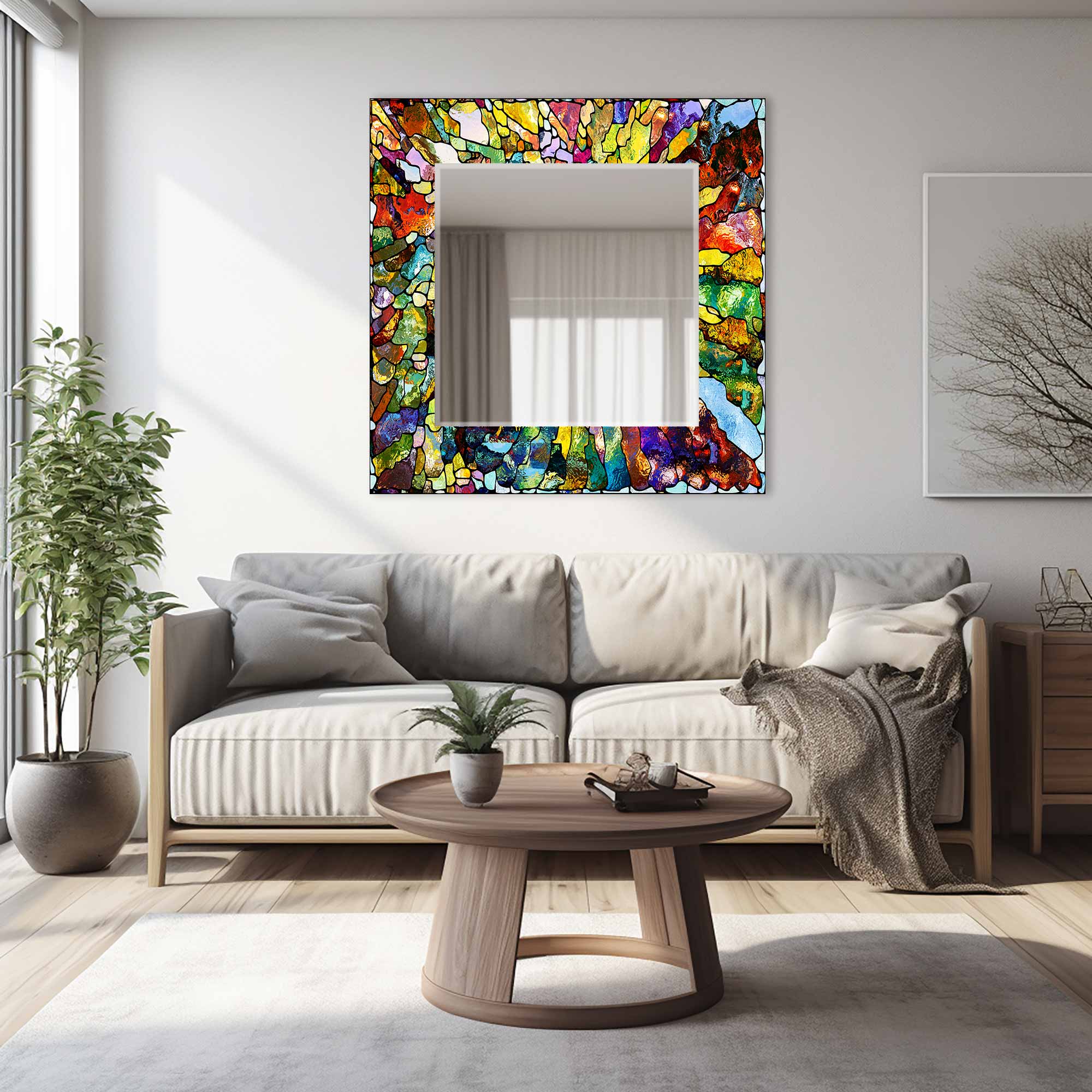 Colourful Stained Effect Tempered Glass Mirror