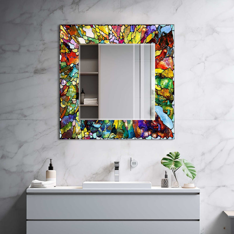 Artronauts Glass Print Colourful Stained Effect Tempered Glass Mirror