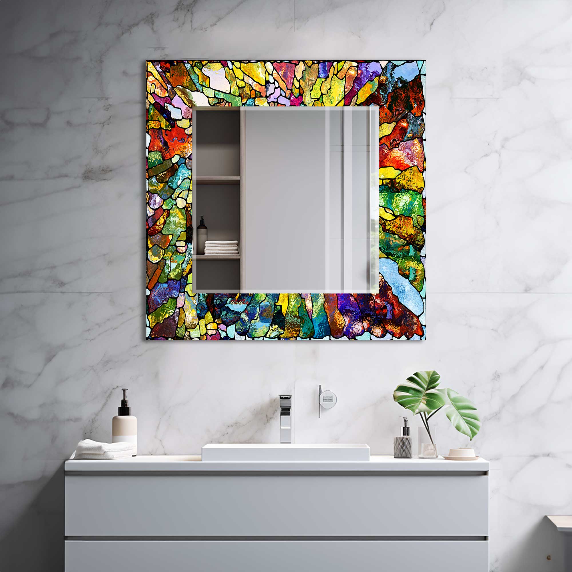 Colourful Stained Effect Tempered Glass Mirror