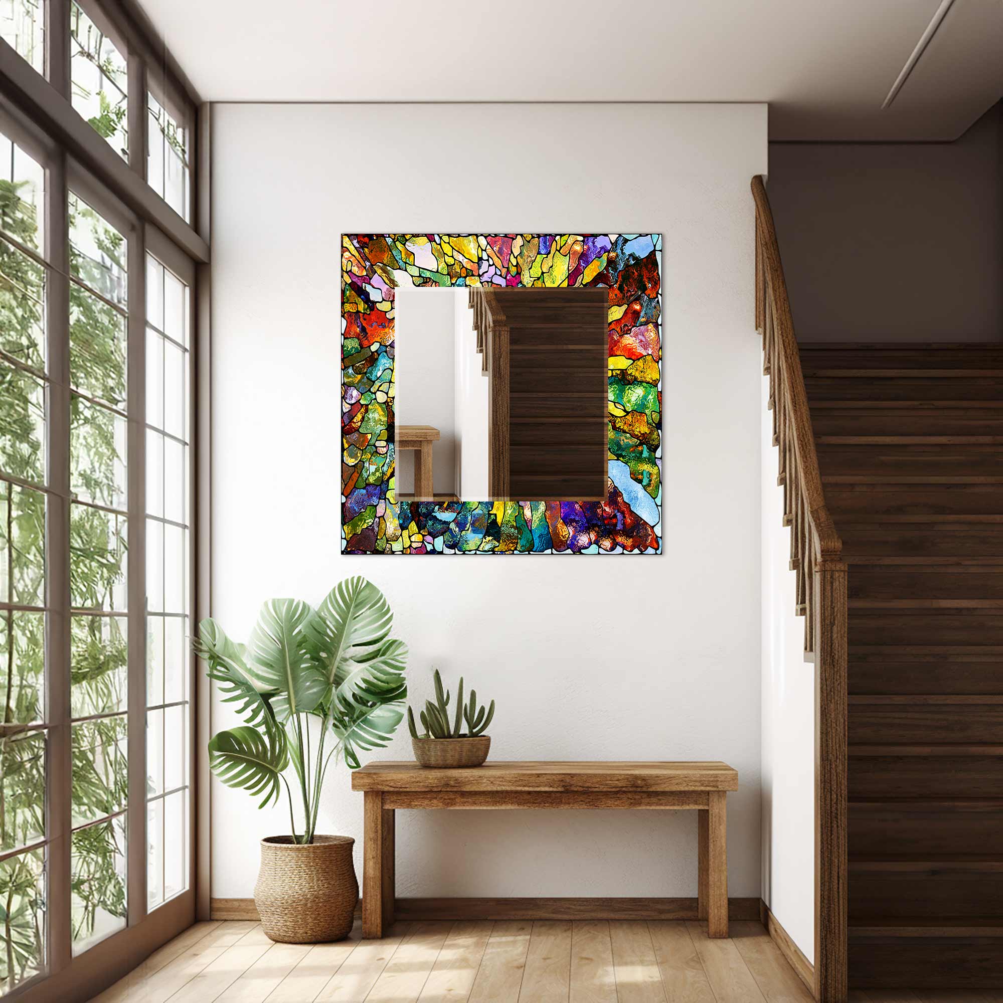 Colourful Stained Effect Tempered Glass Mirror