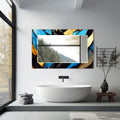 Artronauts Glass Print Floral Abstract Blue Tempered Glass Mirror