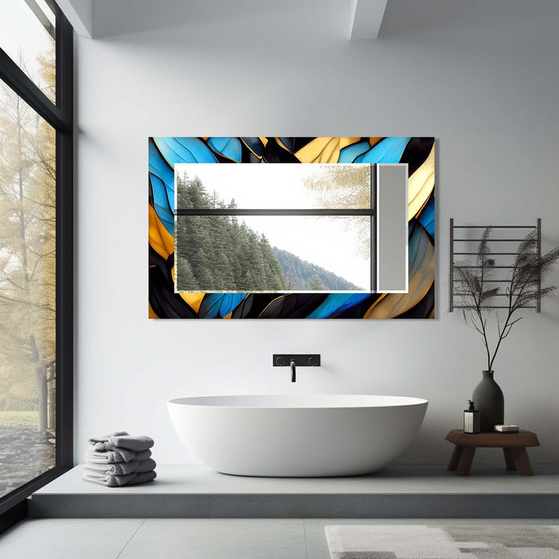 Artronauts Glass Print Floral Abstract Blue Tempered Glass Mirror