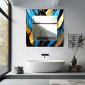 Artronauts Glass Print Floral Abstract Blue Tempered Glass Mirror