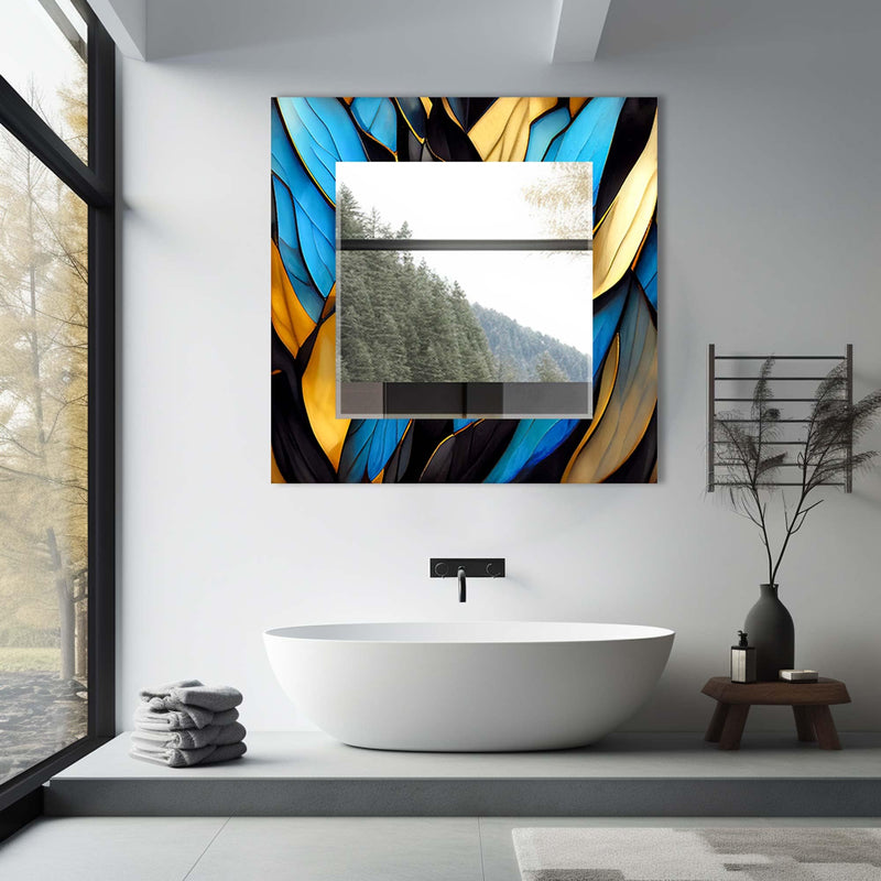 Artronauts Glass Print Floral Abstract Blue Tempered Glass Mirror