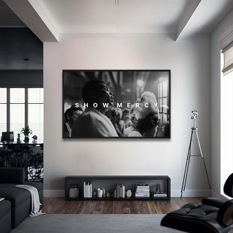 Artronauts Glass Print 72x46 cm | 28.3"x18.1" / Black Muhammad Ali - Show Mercy