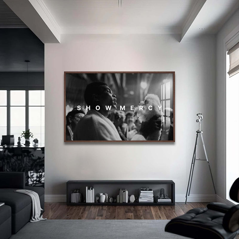 Artronauts Glass Print 72x46 cm | 28.3"x18.1" / Walnut Muhammad Ali - Show Mercy