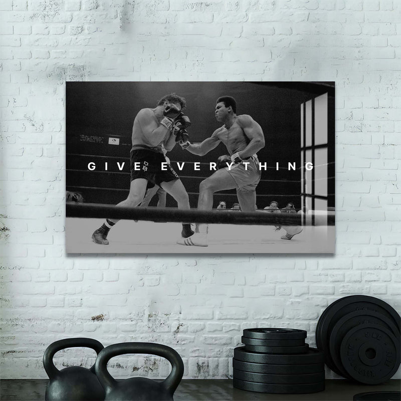 Artronauts Glass Print Muhammad Ali - Give Everything
