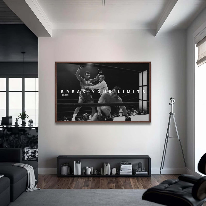 Artronauts Glass Print 72x46 cm | 28.3"x18.1" / Walnut Muhammad Ali - Break Your Limits