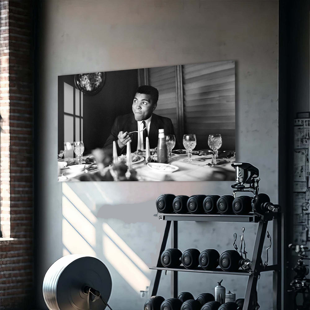 Artronauts Glass Print Muhammad Ali - Dinner