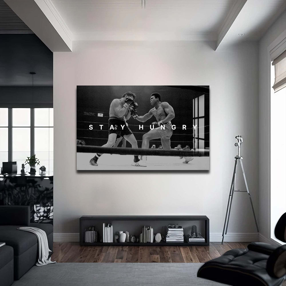Artronauts Glass Print Muhammad Ali - Stay Hungry