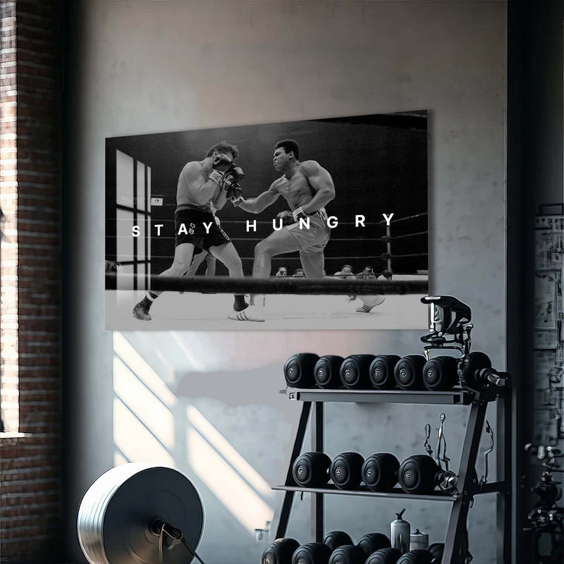 Artronauts Glass Print Muhammad Ali - Stay Hungry