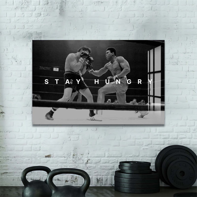 Artronauts Glass Print Muhammad Ali - Stay Hungry