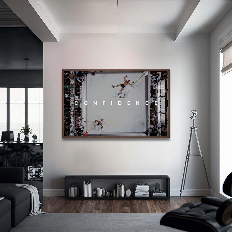 Artronauts Glass Print 72x46 cm | 28.3"x18.1" / Walnut Muhammad Ali - Confidence