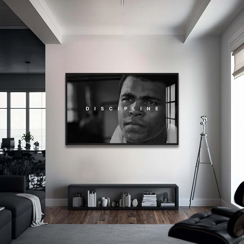 Artronauts Glass Print 72x46 cm | 28.3"x18.1" / Black Muhammad Ali - Discipline