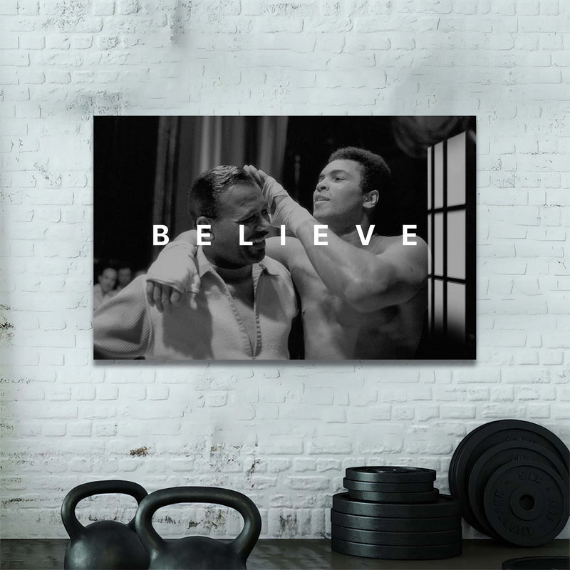Artronauts Glass Print Muhammad Ali - Believe