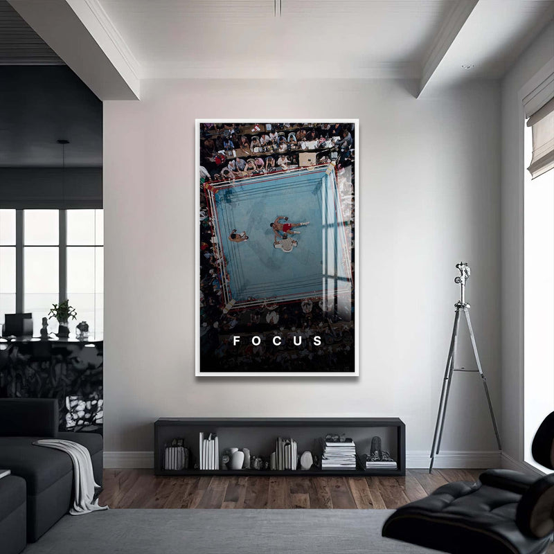 Artronauts Glass Print 72x46 cm | 28.3"x18.1" / White Muhammad Ali - Focus