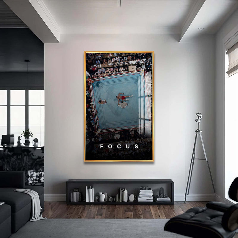 Artronauts Glass Print 72x46 cm | 28.3"x18.1" / Gold Muhammad Ali - Focus