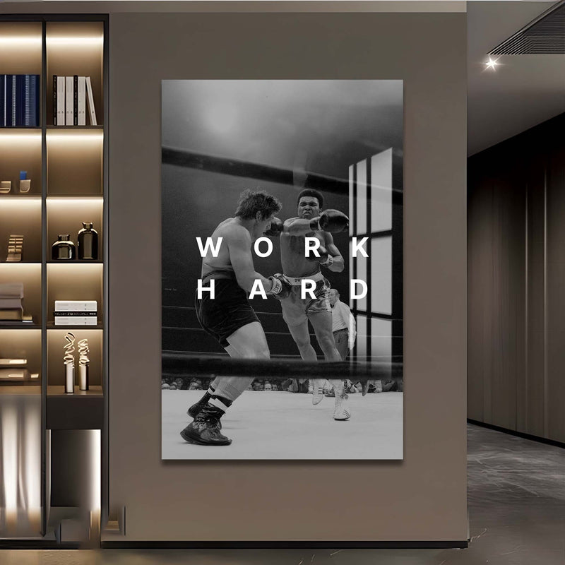 Artronauts Glass Print Muhammad Ali - Work Hard