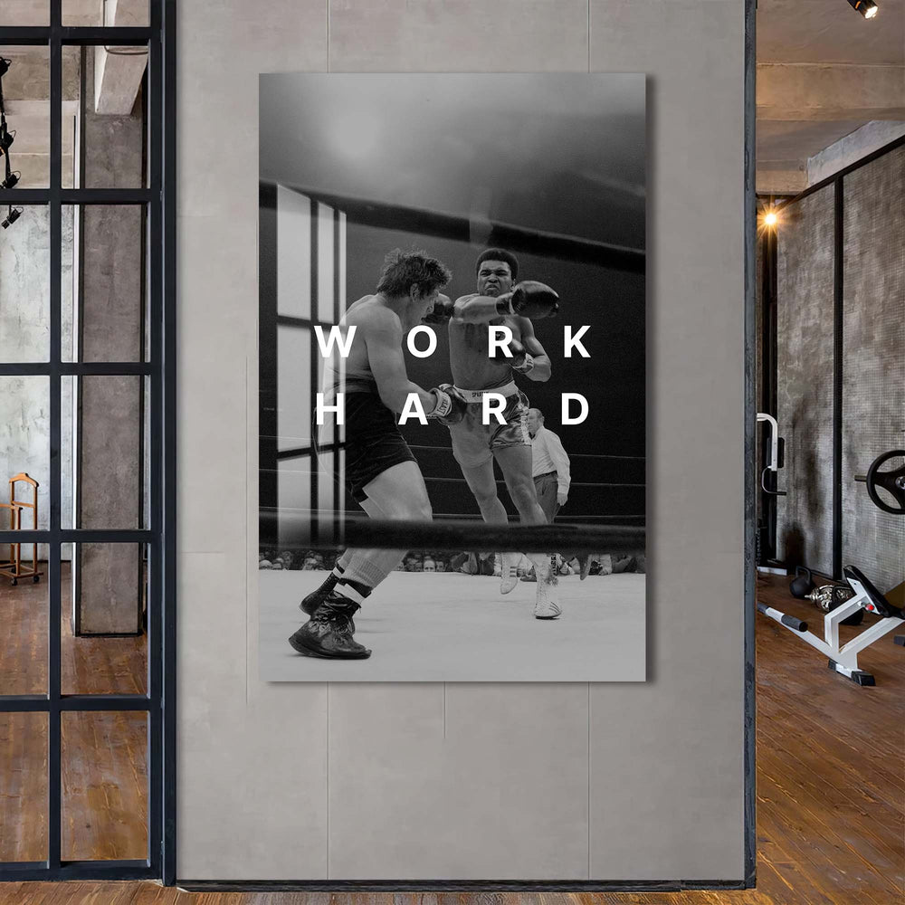 Artronauts Glass Print Muhammad Ali - Work Hard