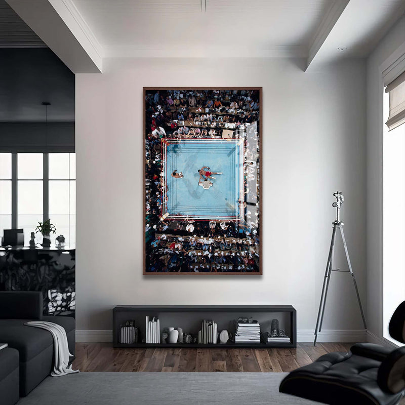 Artronauts Glass Print 72x46 cm | 28.3"x18.1" / Walnut Muhammad Ali - vs George Foreman