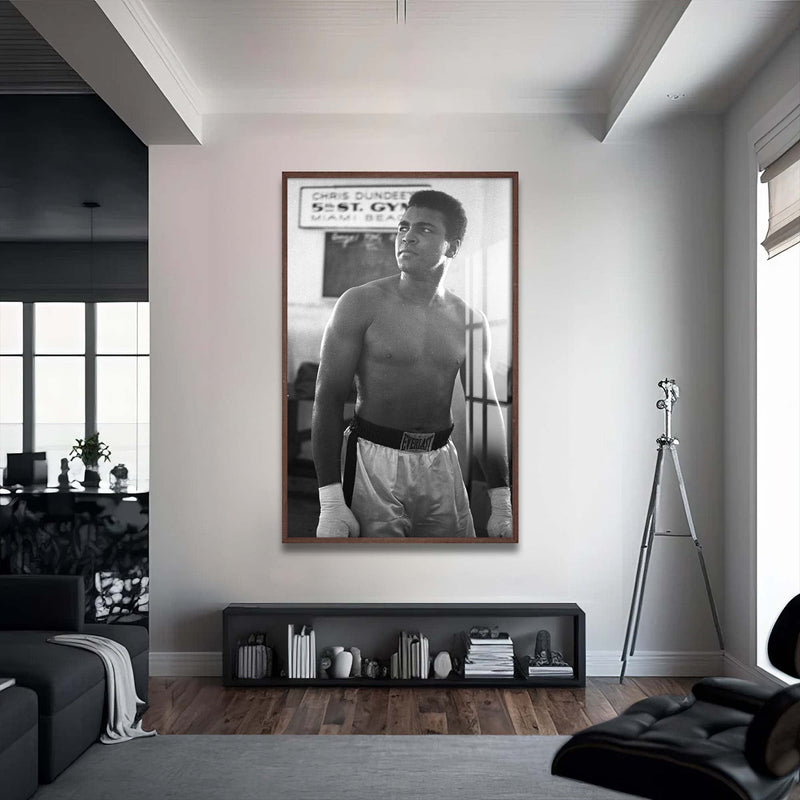 Artronauts Glass Print 72x46 cm | 28.3"x18.1" / Walnut Muhammad Ali - 5th Street Gym