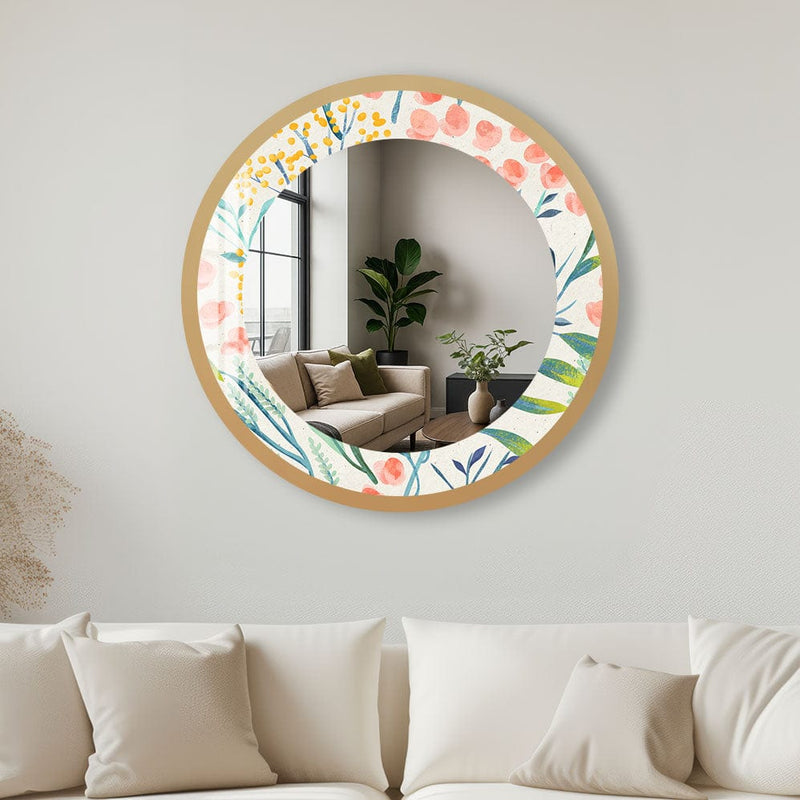 Artronauts Glass Print 40 cm ⌀ | 15.7" / Gold Floral - Tempered Glass Mirror