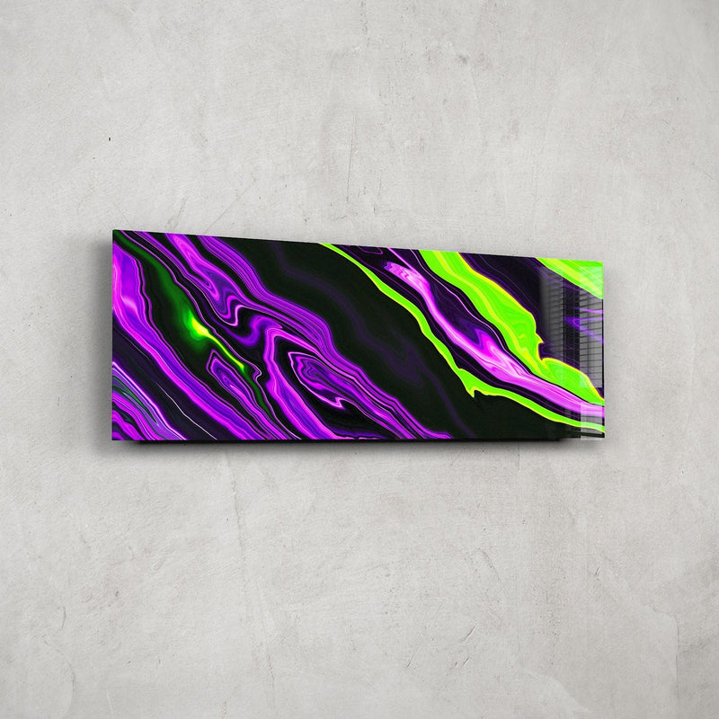 Artronauts Glass Print 92x36cm Purple & Green Neon - Panoramic