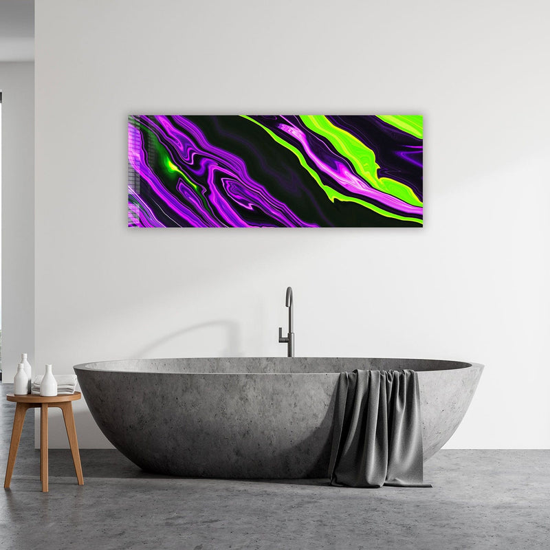 Artronauts Glass Print 92x36cm Purple & Green Neon - Panoramic