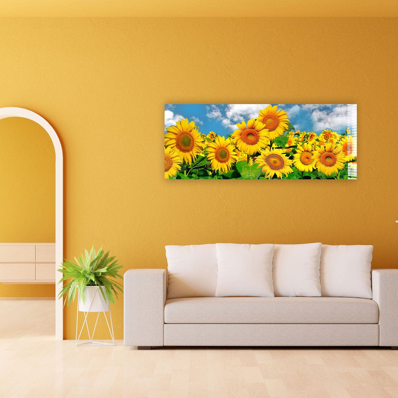 Artronauts Glass Print 92x36cm Happy Sunflowers - Panoramic