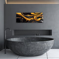 Artronauts Glass Print 92x36cm Abstract Gold & Black - Panoramic