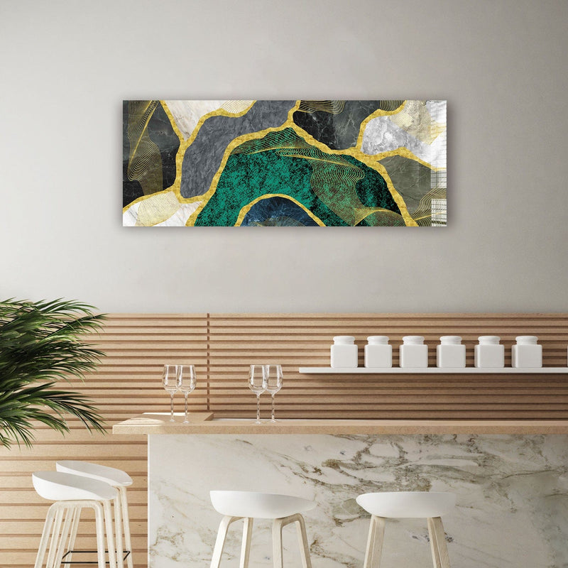 Artronauts Glass Print 92x36cm Green Marble Design - Panoramic