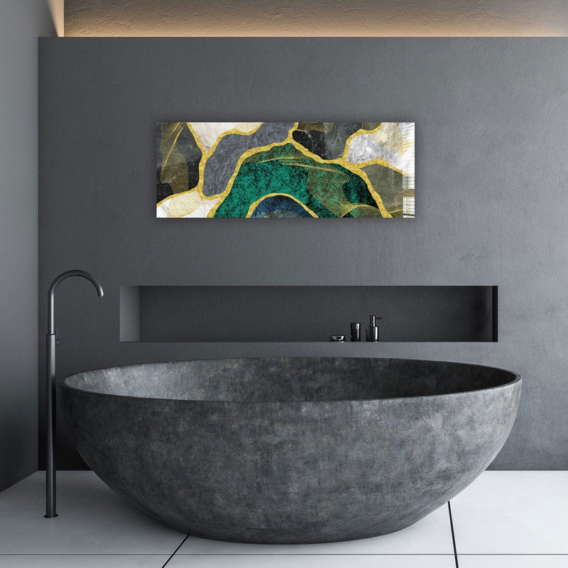 Artronauts Glass Print 92x36cm Green Marble Design - Panoramic