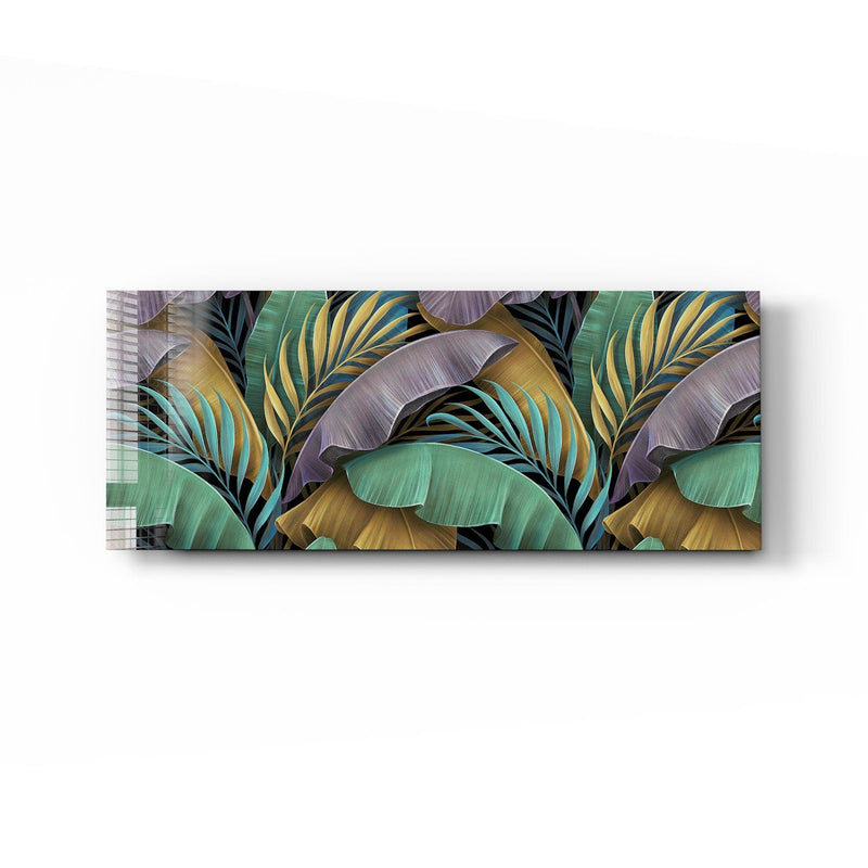 Artronauts Glass Print 92x36cm Colourful Tropical Leaves - Panoramic