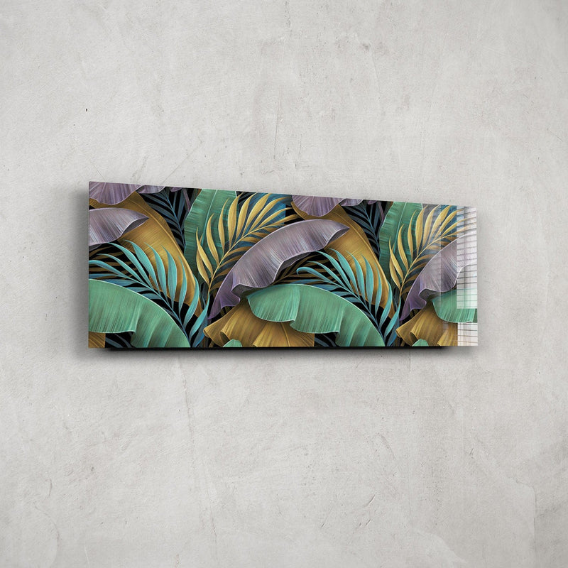 Artronauts Glass Print 92x36cm Colourful Tropical Leaves - Panoramic