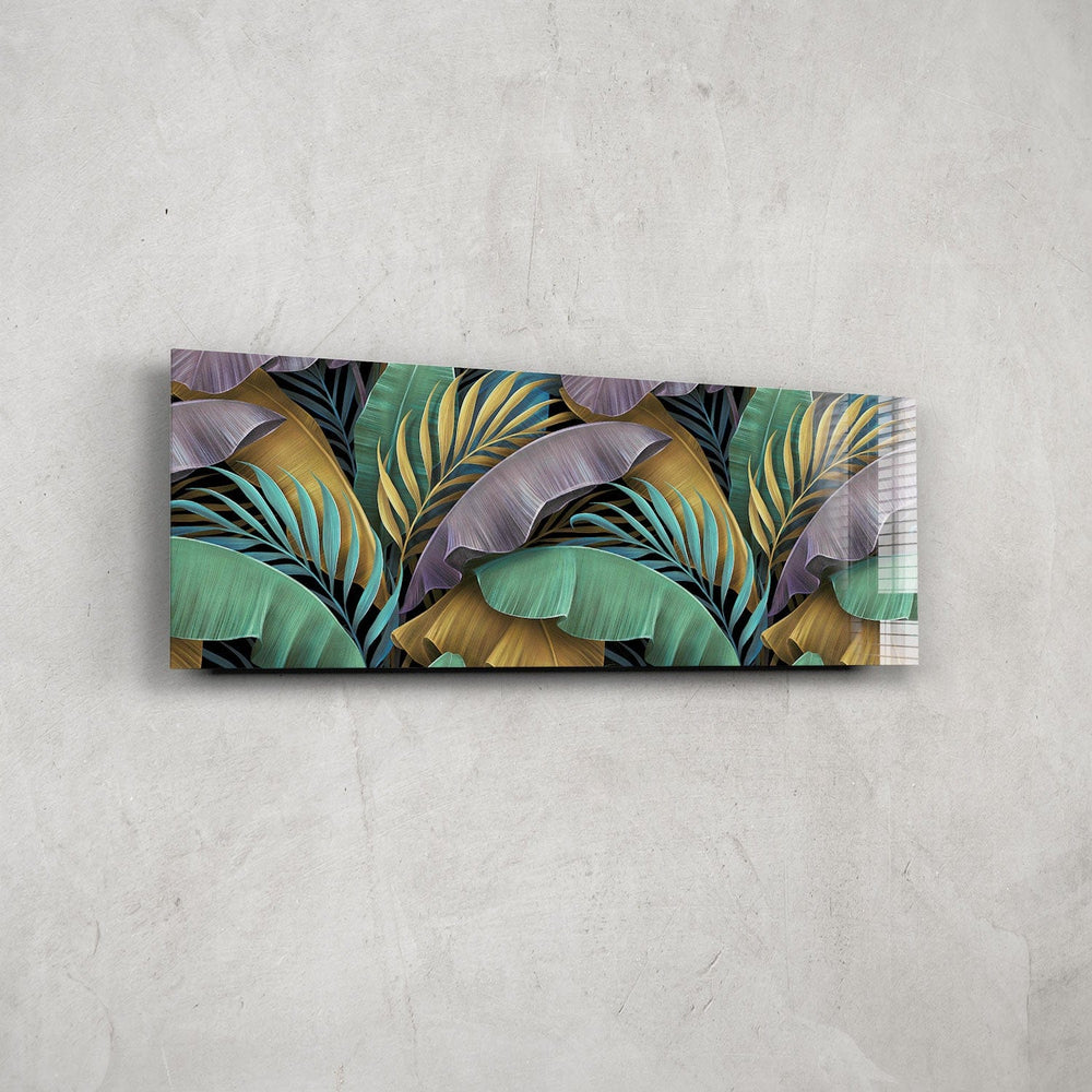 Artronauts Glass Print 92x36cm Colourful Tropical Leaves - Panoramic