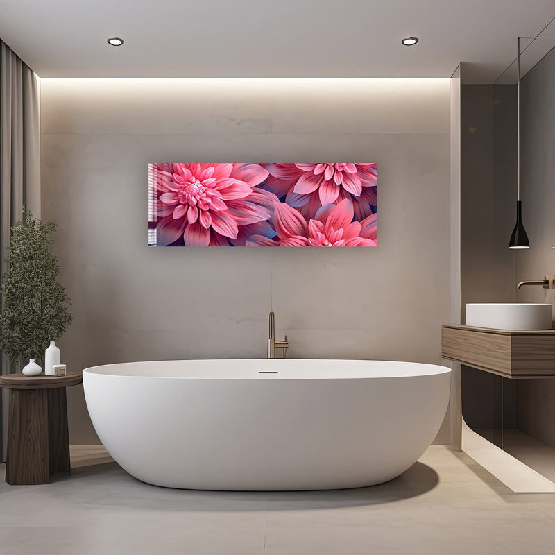 Artronauts Glass Print 92x36cm Pink Flowers - Panoramic