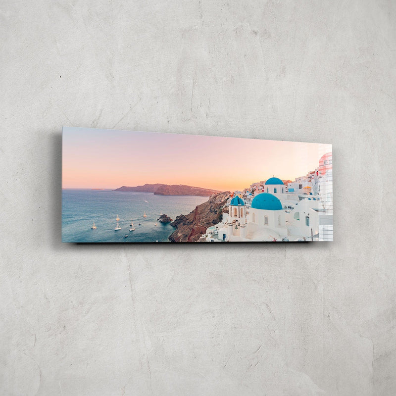 Artronauts Glass Print 92x36cm Greece Cave Houses - Panoramic