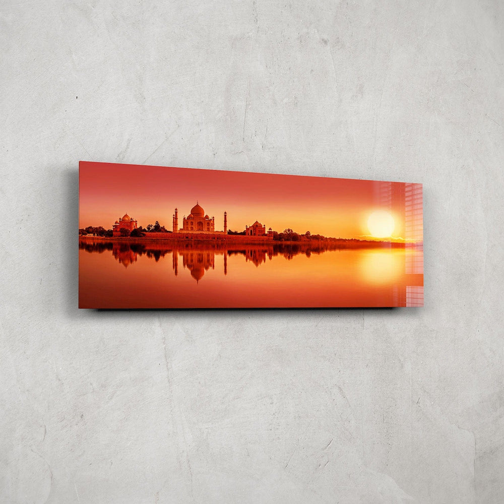 Artronauts Glass Print 92x36cm Sunset in Taj Mahal - Panoramic