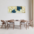Artronauts Glass Print 92x36cm White & Blue Roses - Panoramic