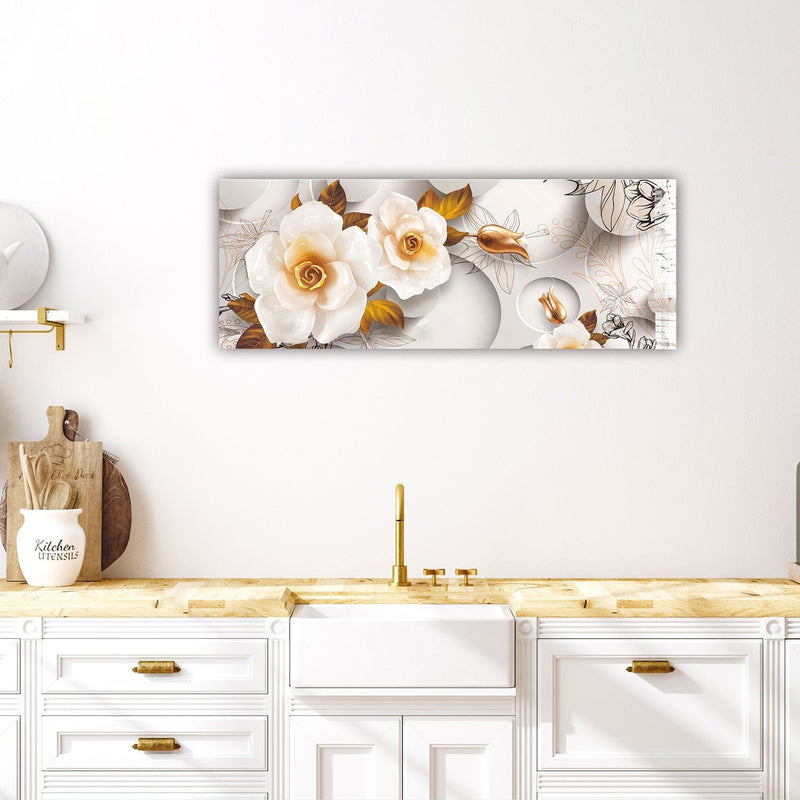 Artronauts Glass Print 92x36cm White Rose - Panoramic