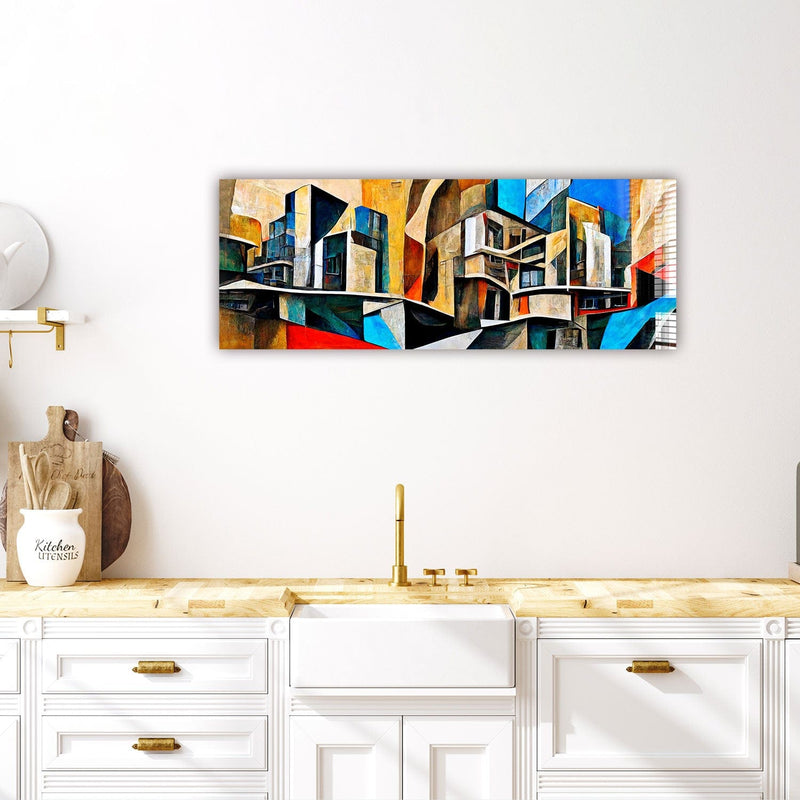 Artronauts Glass Print 92x36cm Colourful Apartments - Panoramic
