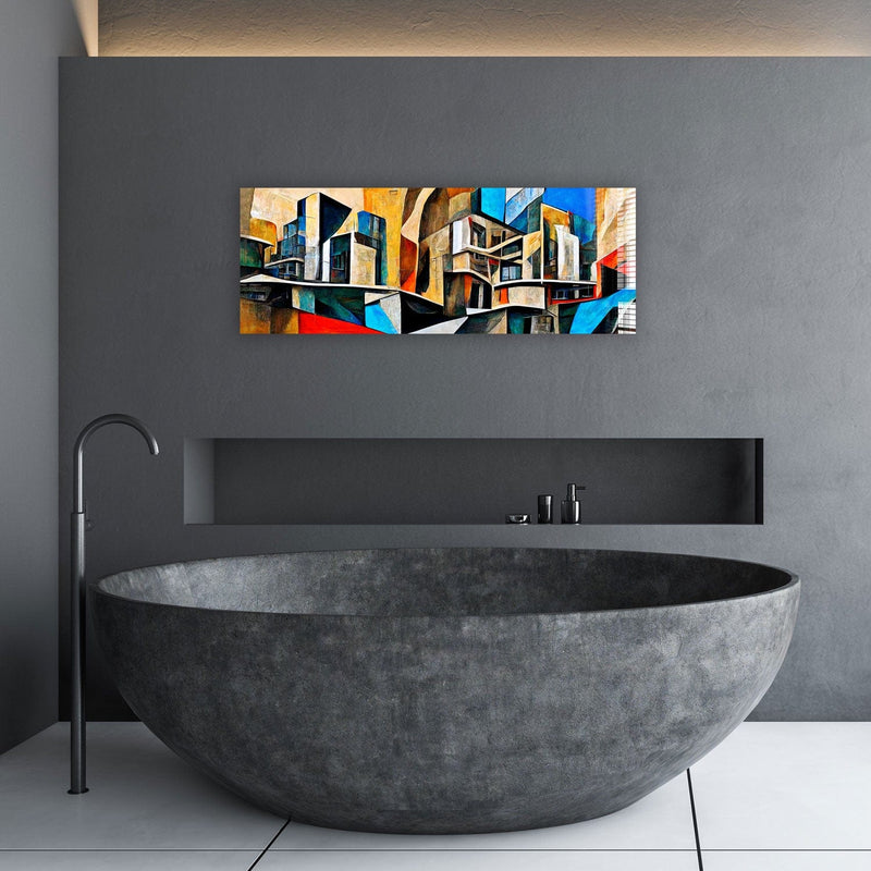 Artronauts Glass Print 92x36cm Colourful Apartments - Panoramic