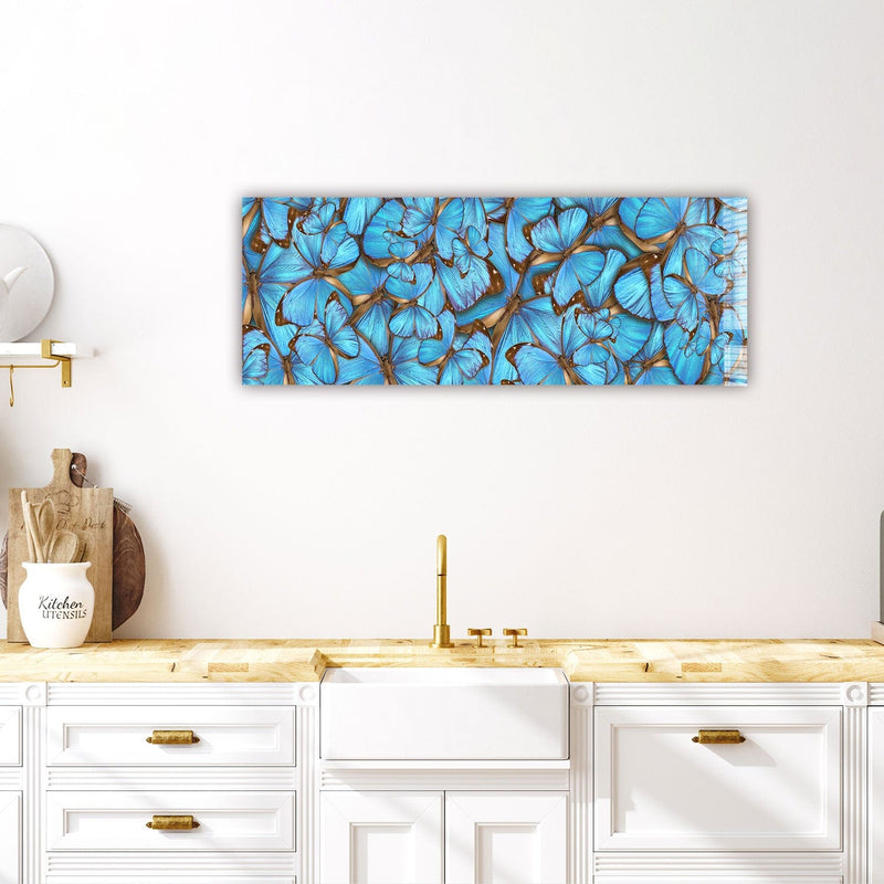 Artronauts Glass Print 92x36cm Floral Butterflies - Panoramic