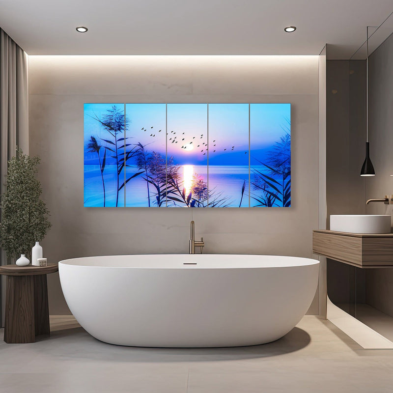 Artronauts Glass Print 92x180 cm | 36.5"x71.5" Deep Sunset