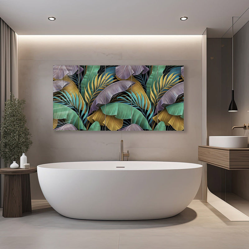 Artronauts Glass Print 92x180 cm | 36.5"x71.5" Tropical Leaves