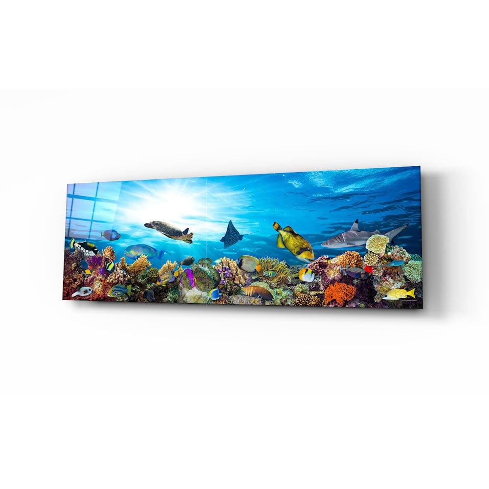 Aqua Panoramic Glass Wall Art