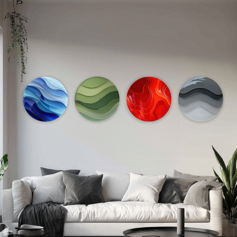 Artronauts Glass Print Colourful Layers - Round Wall Art Set
